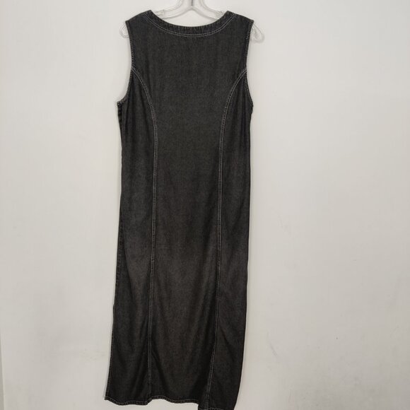 ABK Vintage Women's Maxi Dress Size 10 Gray 100% Tencel Lyocell 90s Style Goth - Picture 4 of 7